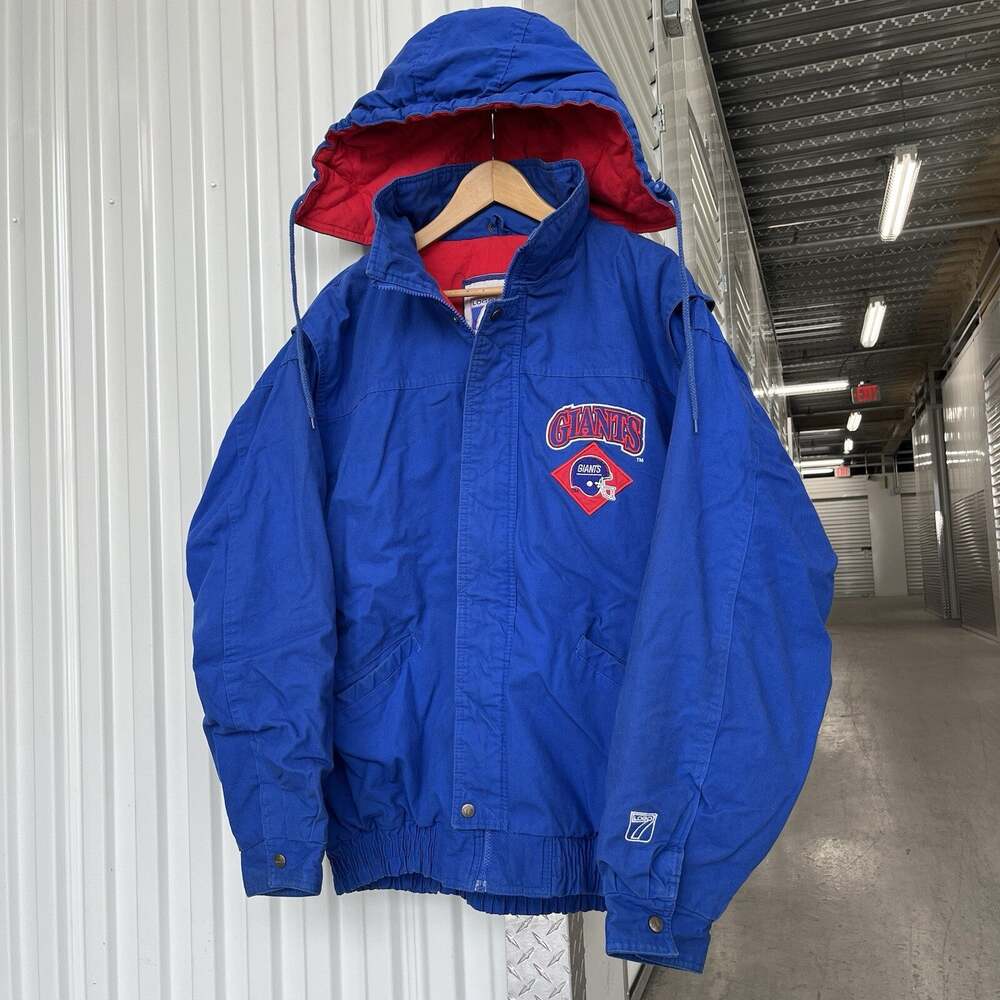 Vintage Vtg 1990s 90s NFL New York NY Giants Logo 7 Puffer Jacket Winter Coat XL